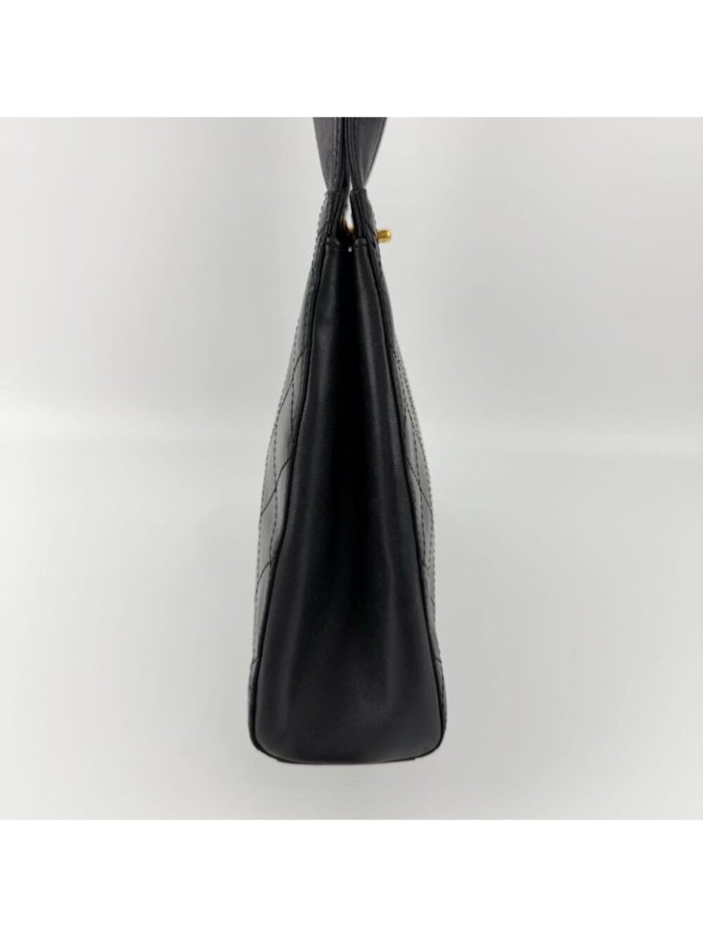 Chanel CC Logo Quilted Tote Black Leather No 5 Vintage - Picture 6 of 16